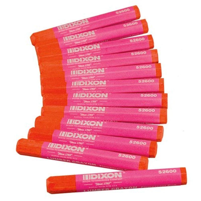 Dixon 52600 Lumber Marking Crayons, Fluorescent Pink, 12-Pack - Image 1